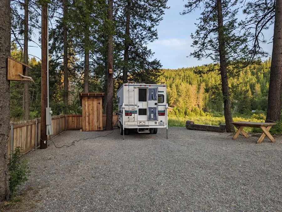 Camper and outhouse after setup