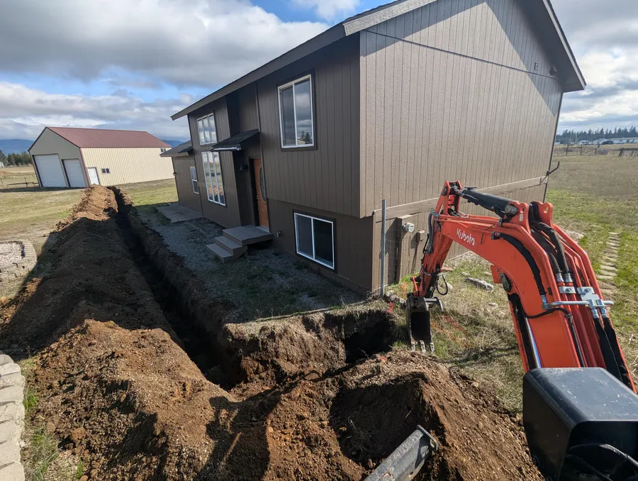 Trench cut in front of a home